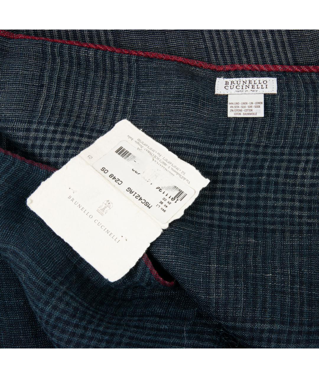 BRUNELLO CUCINELLI Темно-синий льняной шарф, фото 4