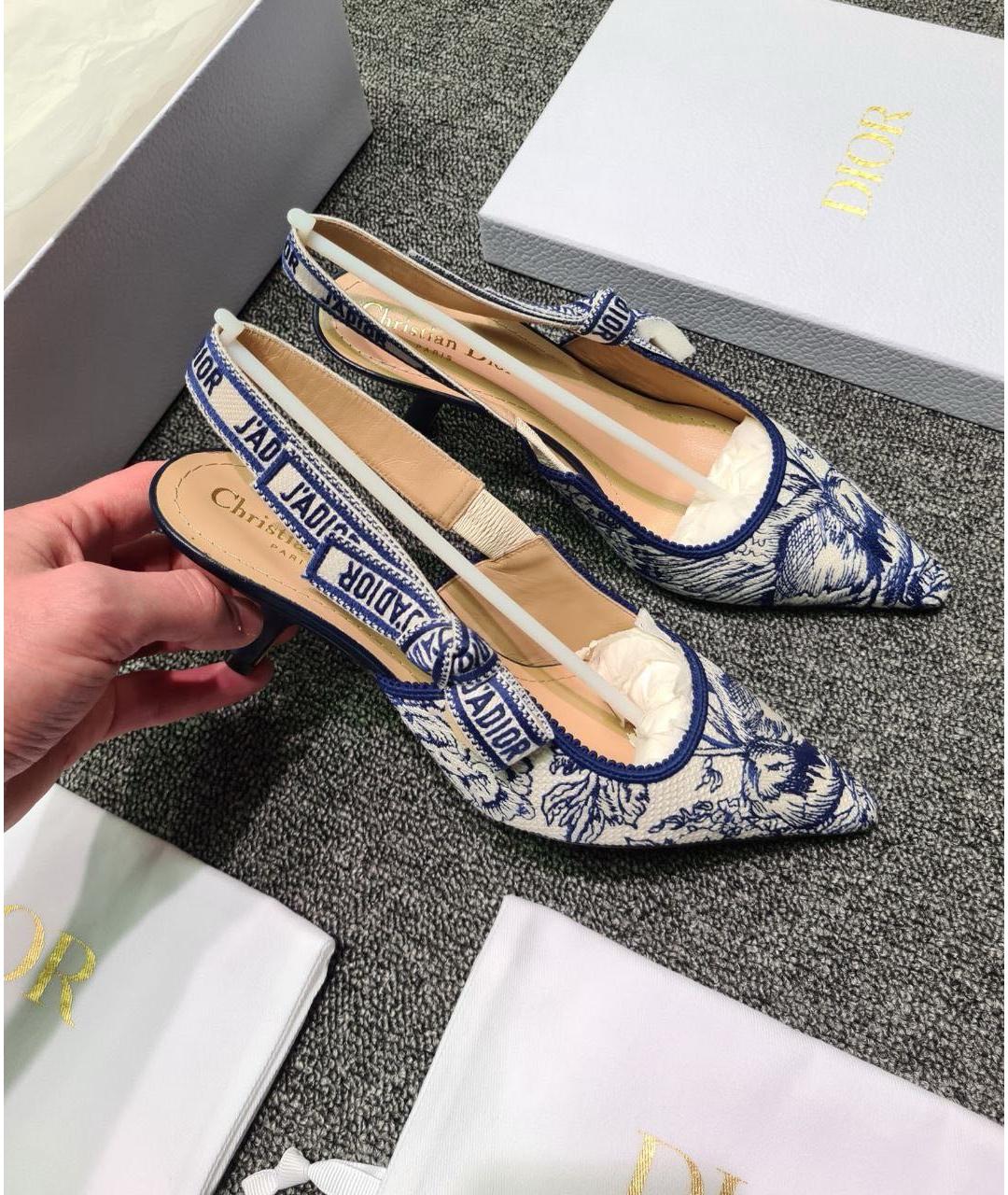 CHRISTIAN DIOR Синие текстильные туфли, фото 3