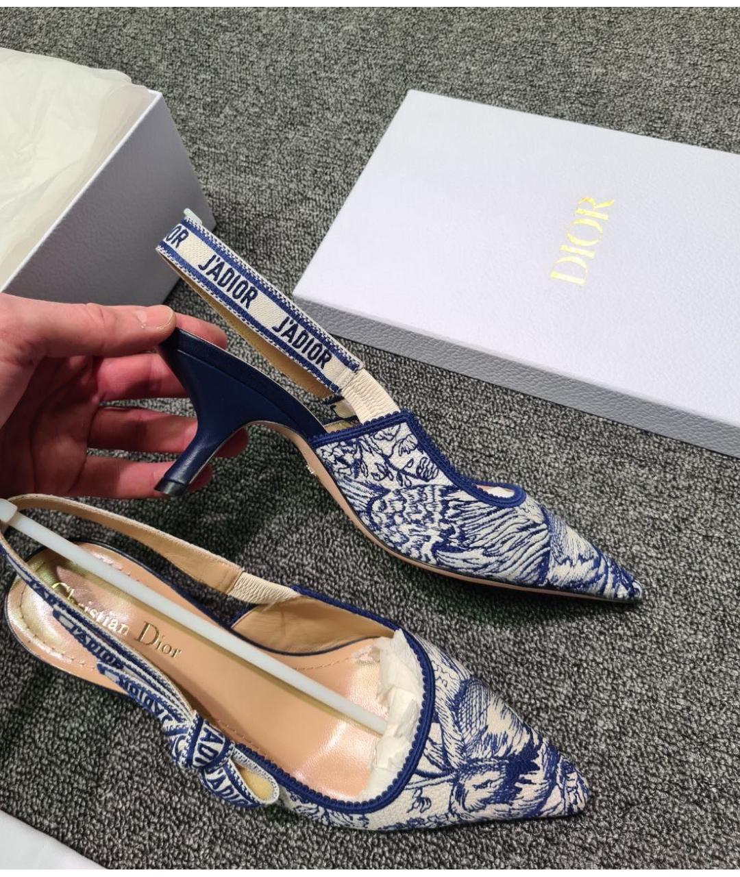 CHRISTIAN DIOR Синие текстильные туфли, фото 4