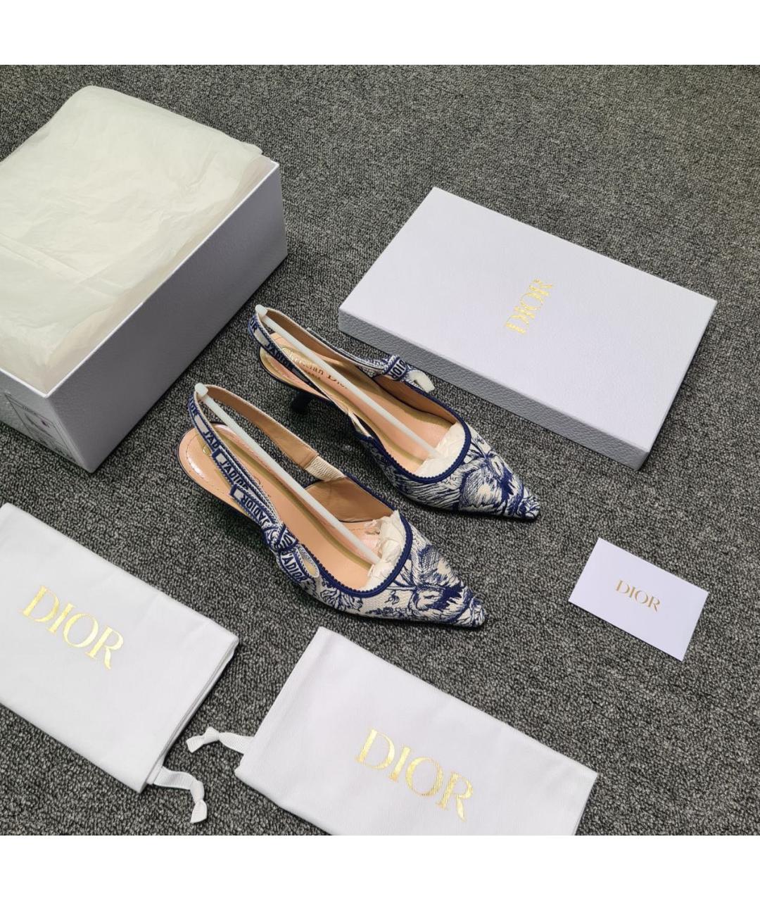 CHRISTIAN DIOR Синие текстильные туфли, фото 2