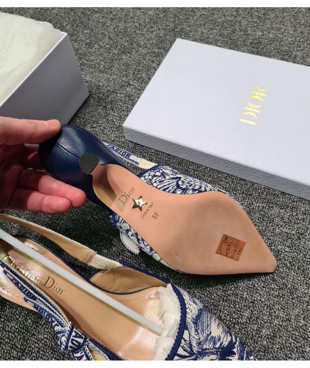 CHRISTIAN DIOR Синие текстильные туфли, фото 5