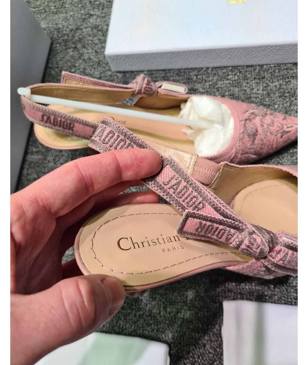 CHRISTIAN DIOR Коралловые текстильные туфли, фото 8