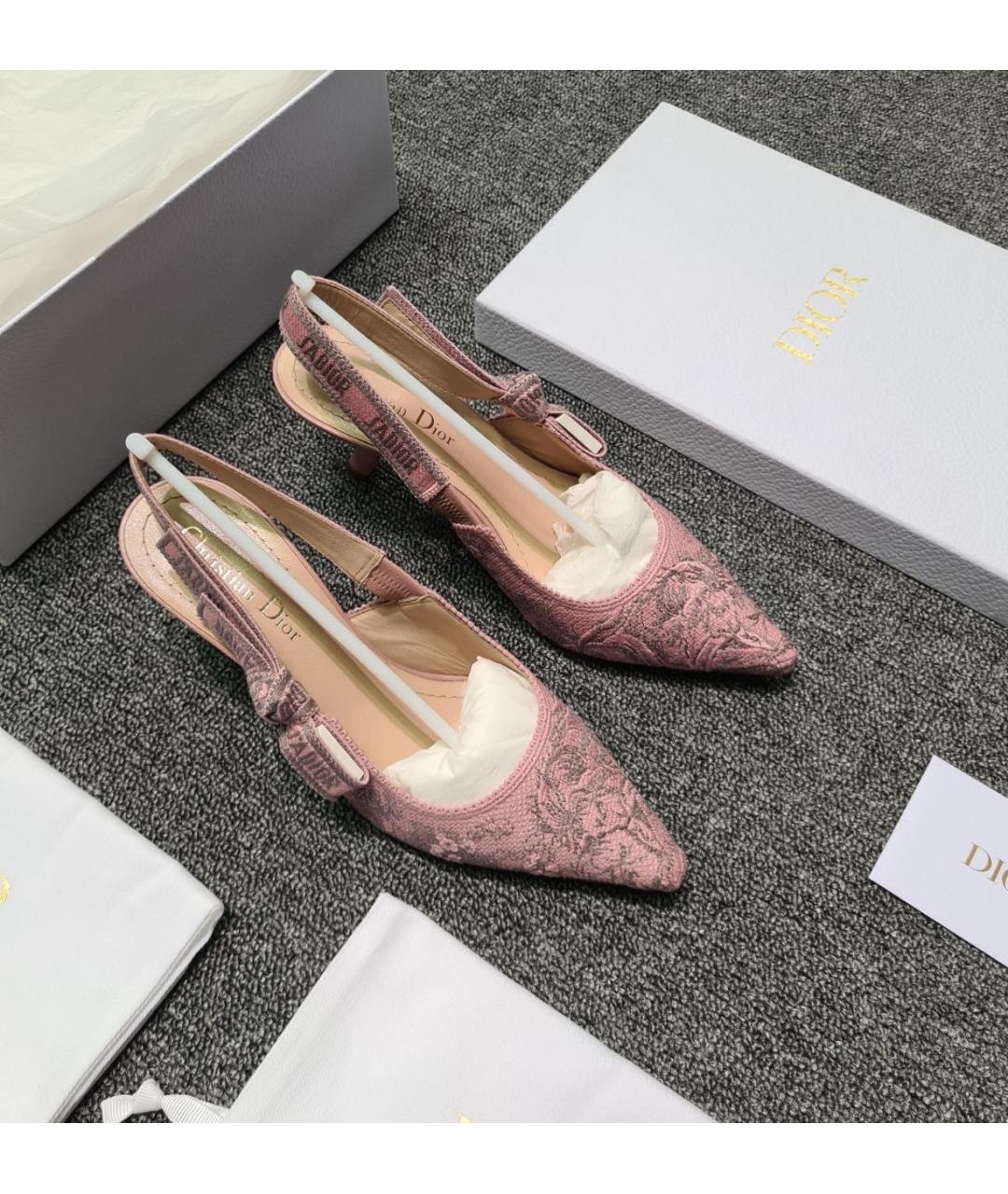 CHRISTIAN DIOR Коралловые текстильные туфли, фото 3