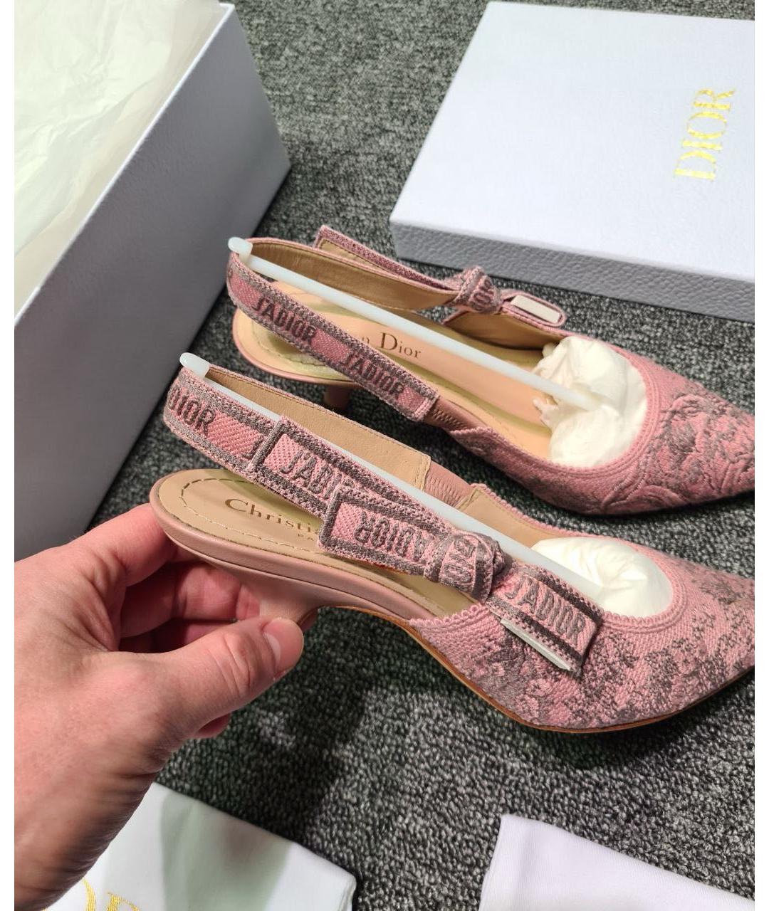 CHRISTIAN DIOR Коралловые текстильные туфли, фото 4