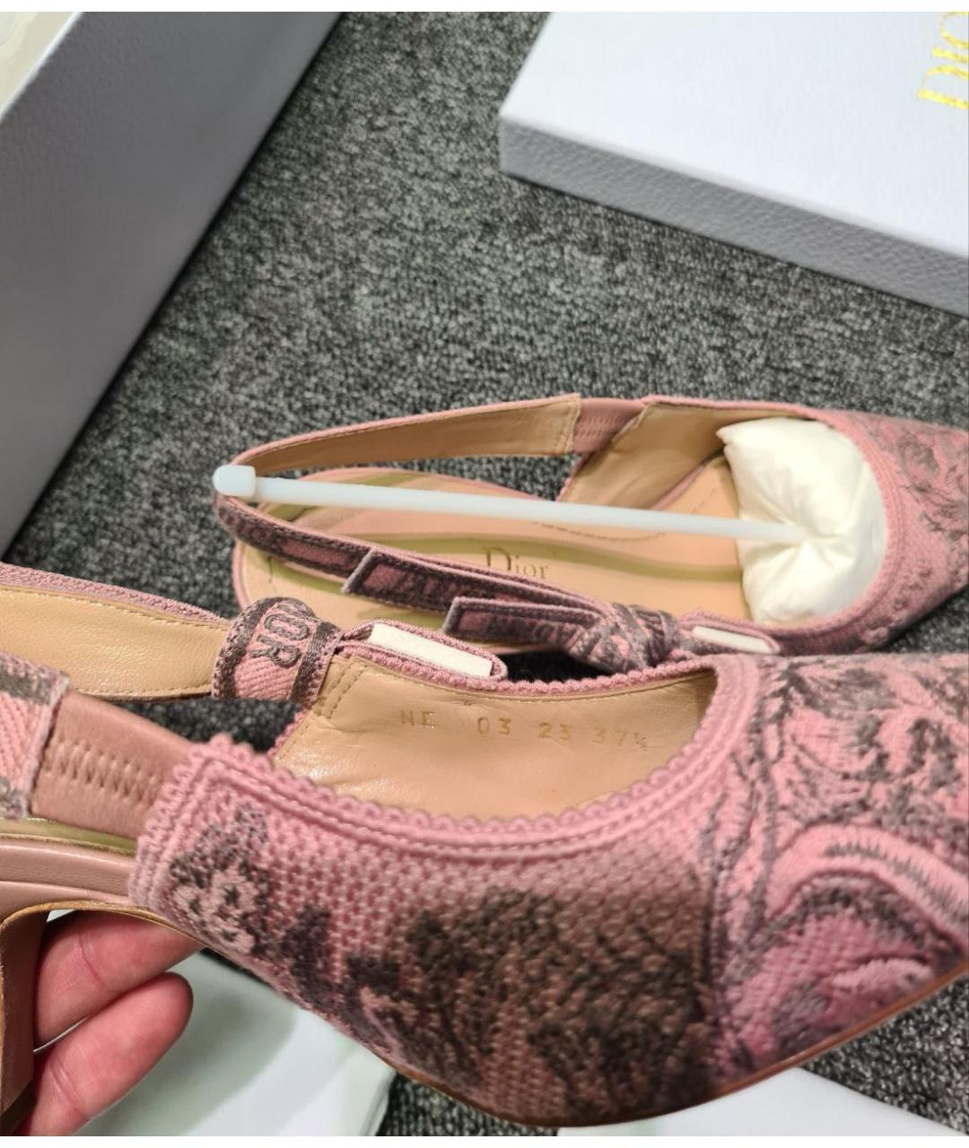 CHRISTIAN DIOR Коралловые текстильные туфли, фото 7