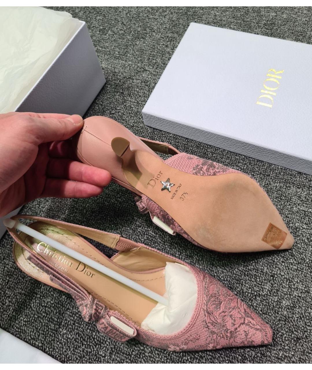 CHRISTIAN DIOR Коралловые текстильные туфли, фото 6