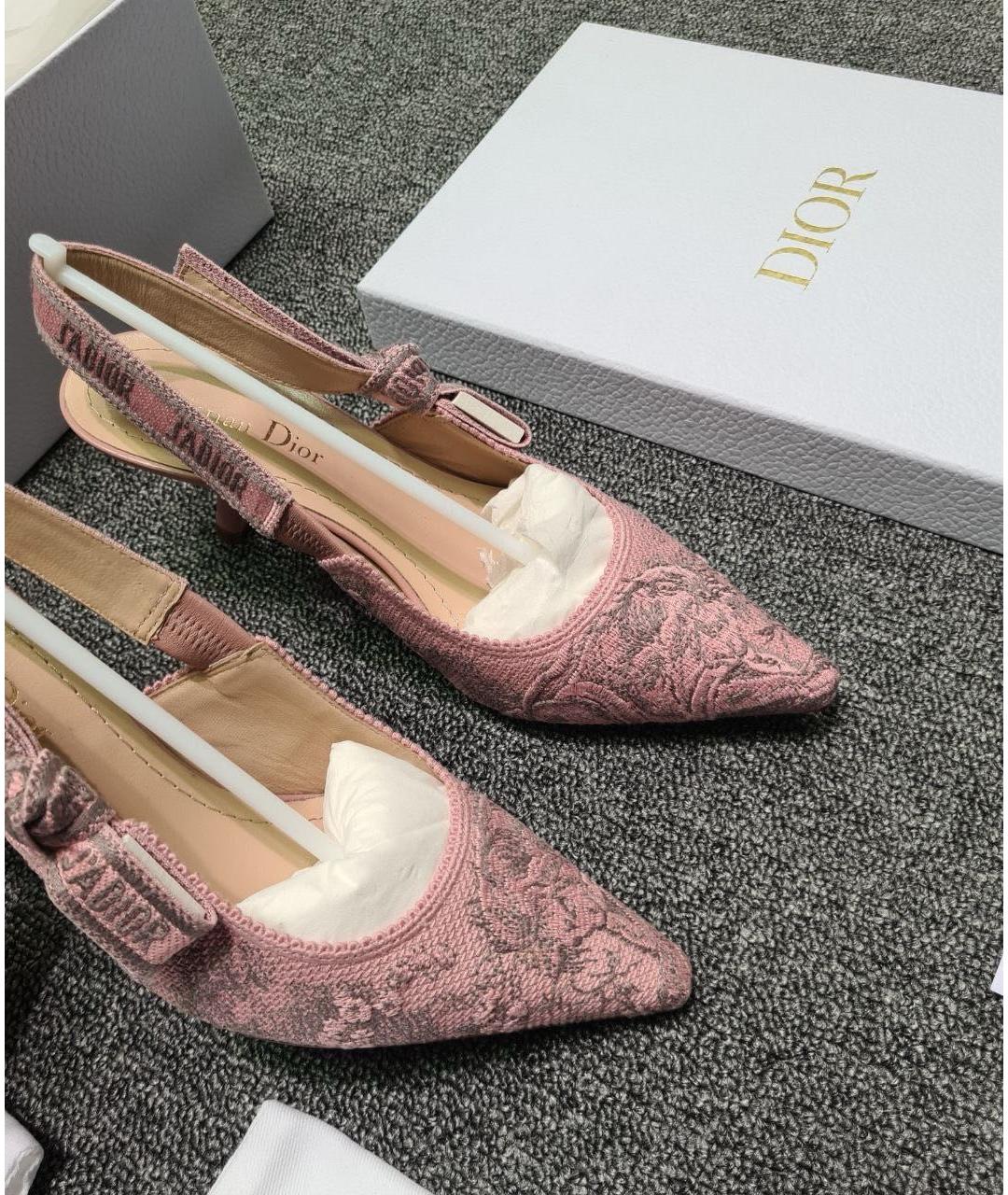 CHRISTIAN DIOR Коралловые текстильные туфли, фото 5