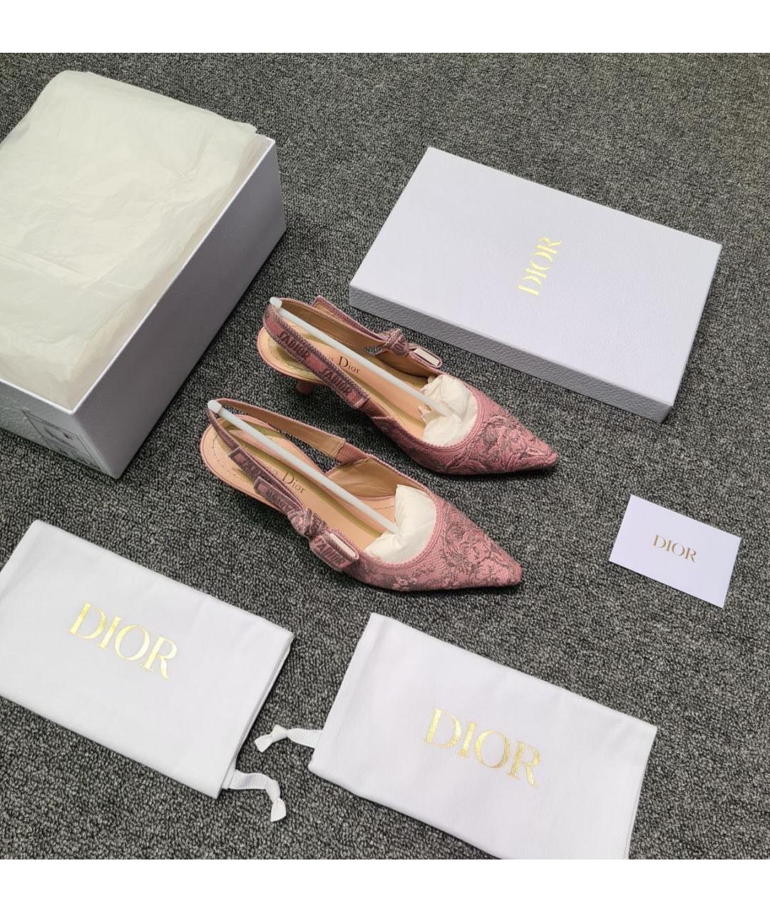 CHRISTIAN DIOR Коралловые текстильные туфли, фото 2