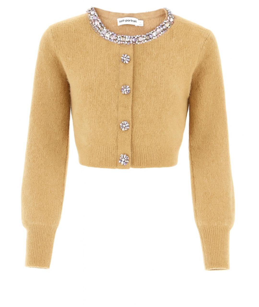 SELF-PORTRAIT Бежевый шерстяной кардиган, фото 1