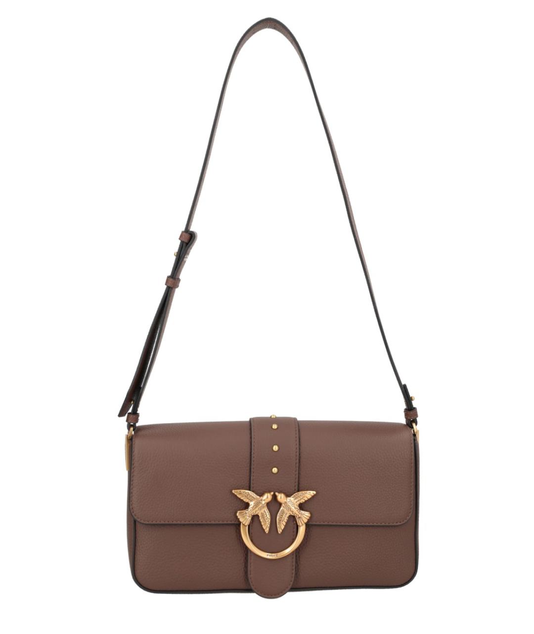 PINKO Коричневая кожаная сумка через плечо, фото 1