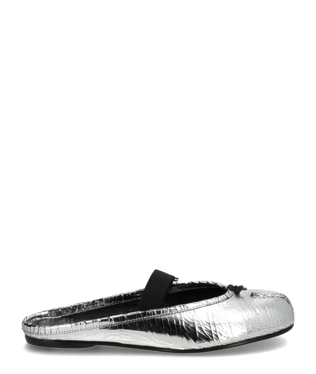 MAISON MARGIELA Серебряные кожаные балетки, фото 1