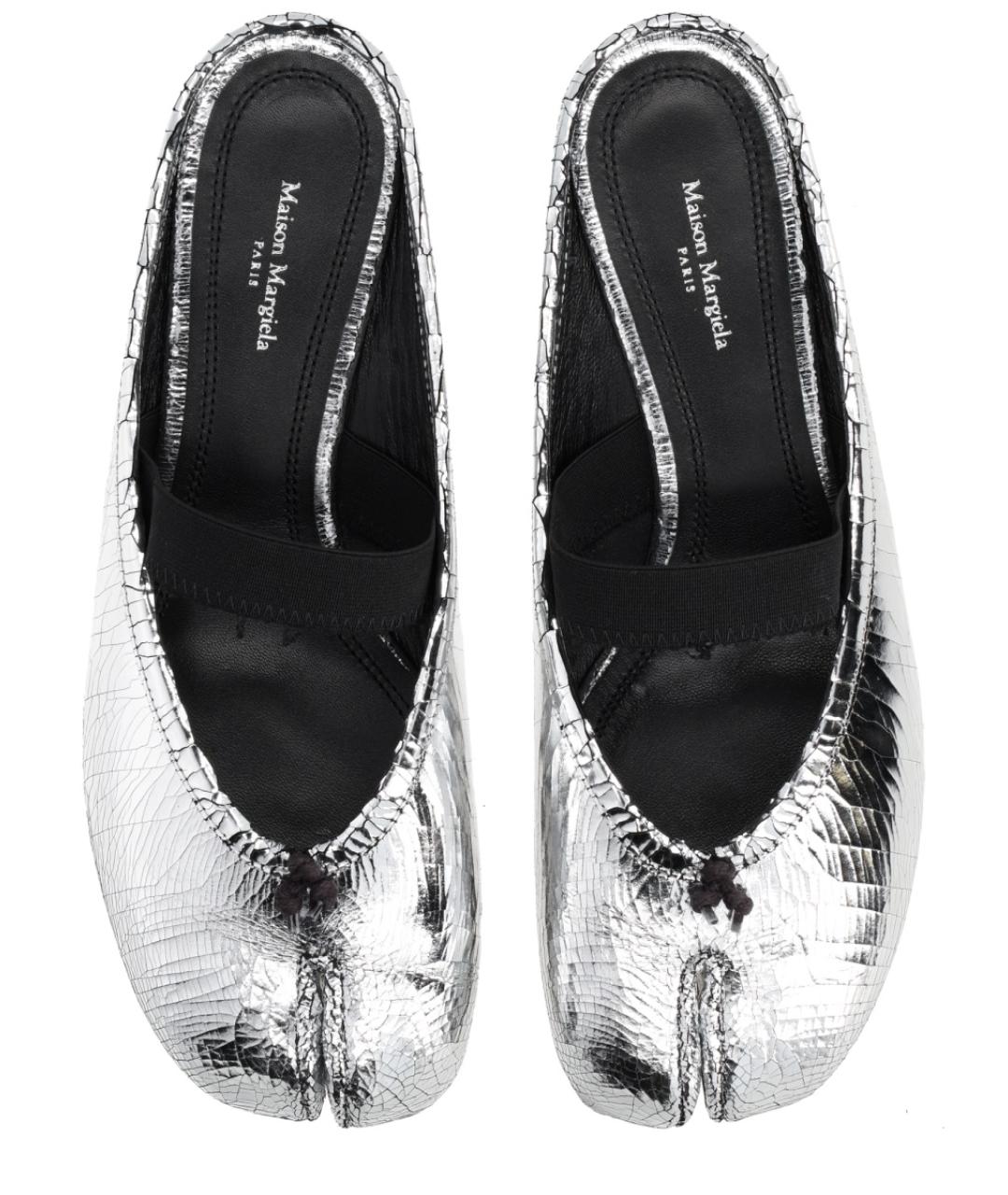 MAISON MARGIELA Серебряные кожаные балетки, фото 4