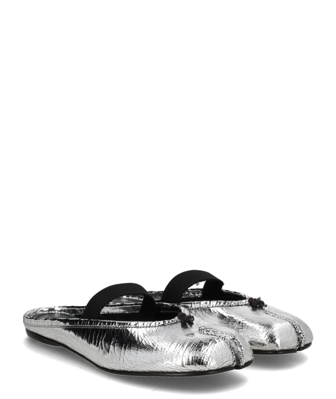 MAISON MARGIELA Серебряные кожаные балетки, фото 6