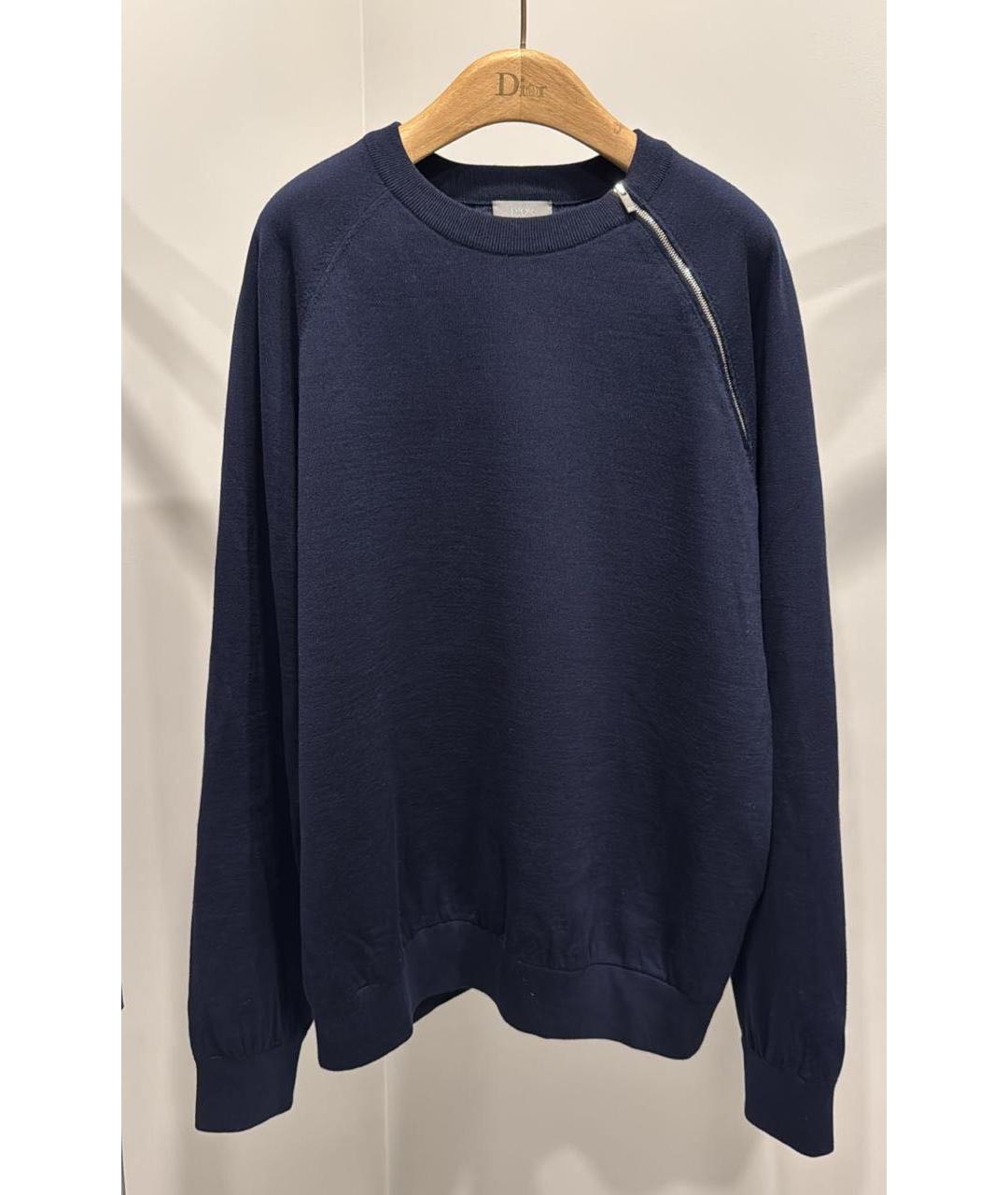 CHRISTIAN DIOR Темно-синий шерстяной джемпер / свитер, фото 4