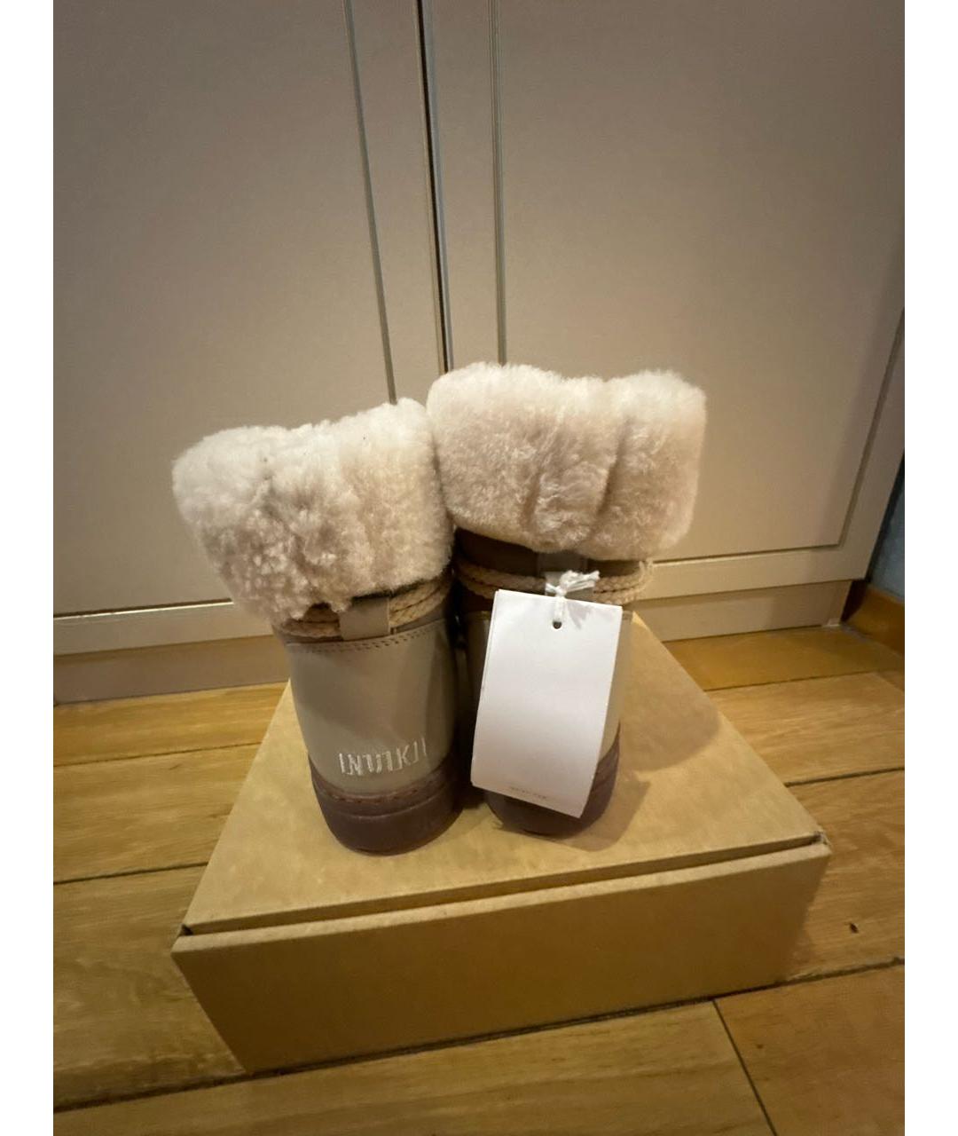 INUIKII Бежевые кожаные полусапоги, фото 4