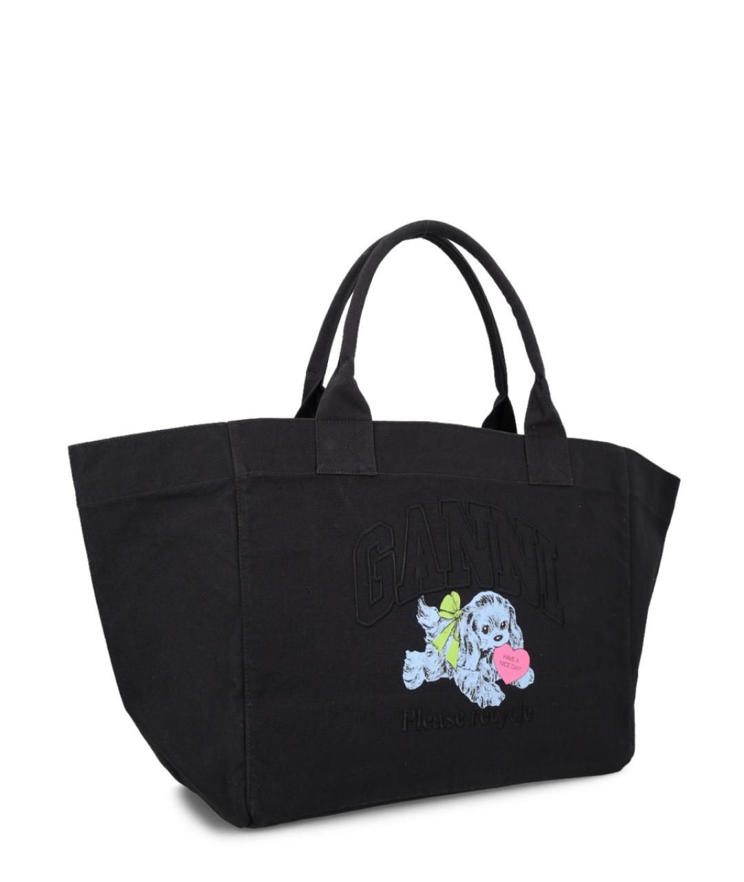 GANNI Черная хлопковая сумка тоут, фото 2