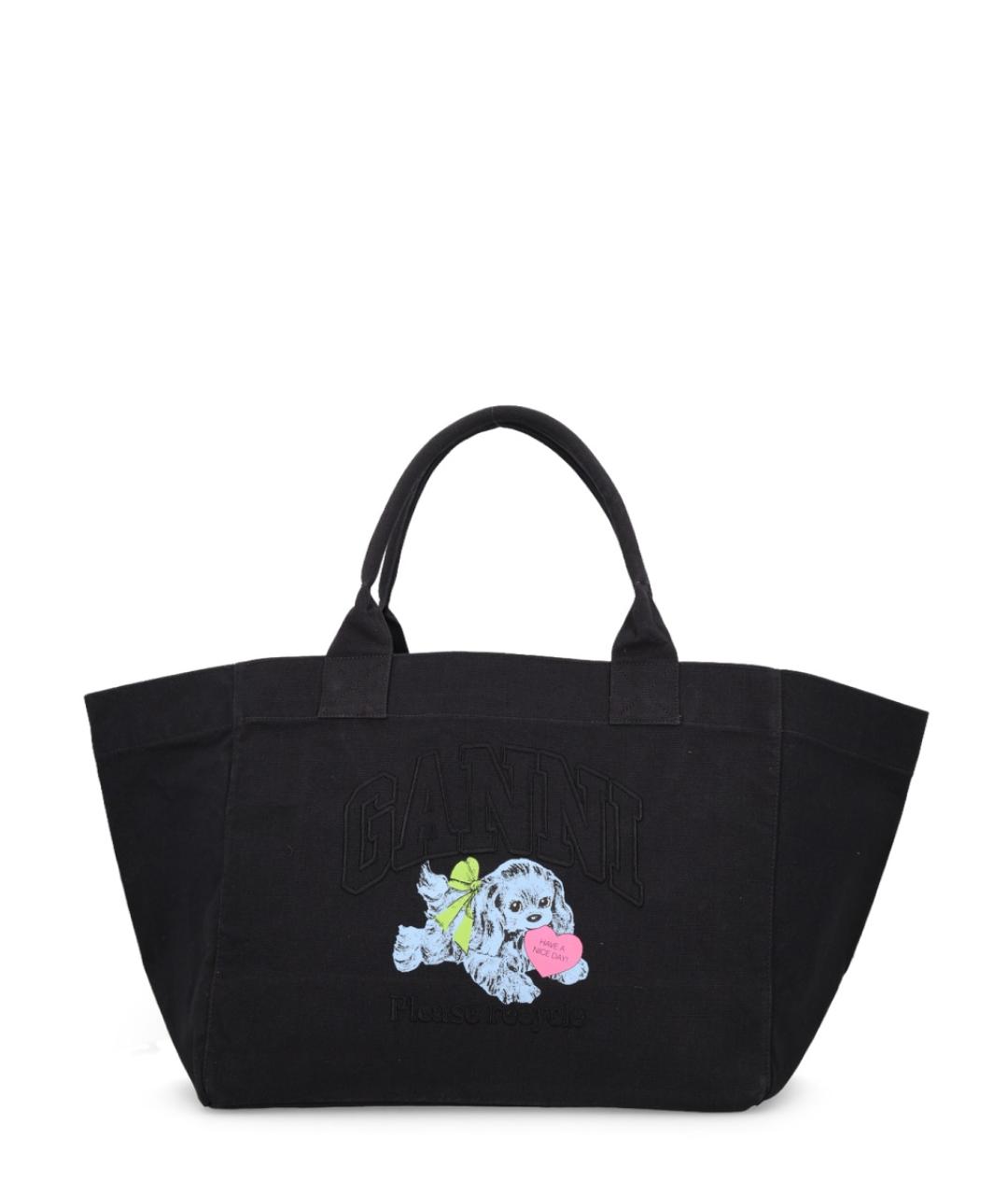 GANNI Черная хлопковая сумка тоут, фото 1