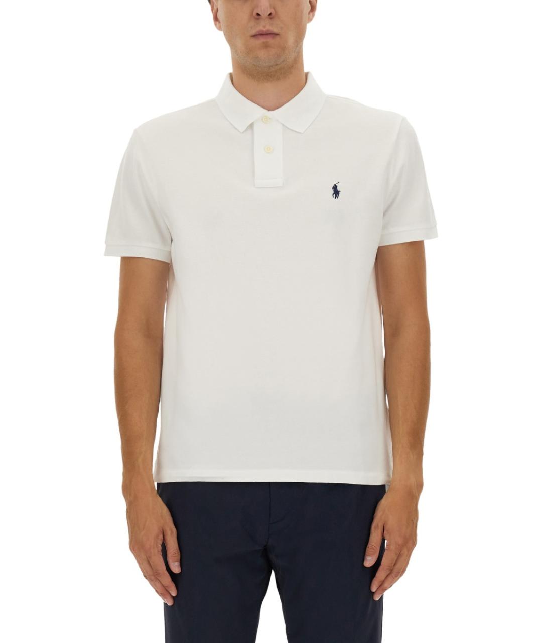 POLO RALPH LAUREN Белое хлопковое поло с коротким рукавом, фото 2