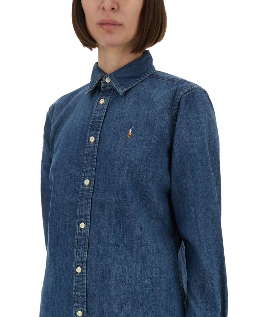 POLO RALPH LAUREN Синяя хлопковая рубашка, фото 5