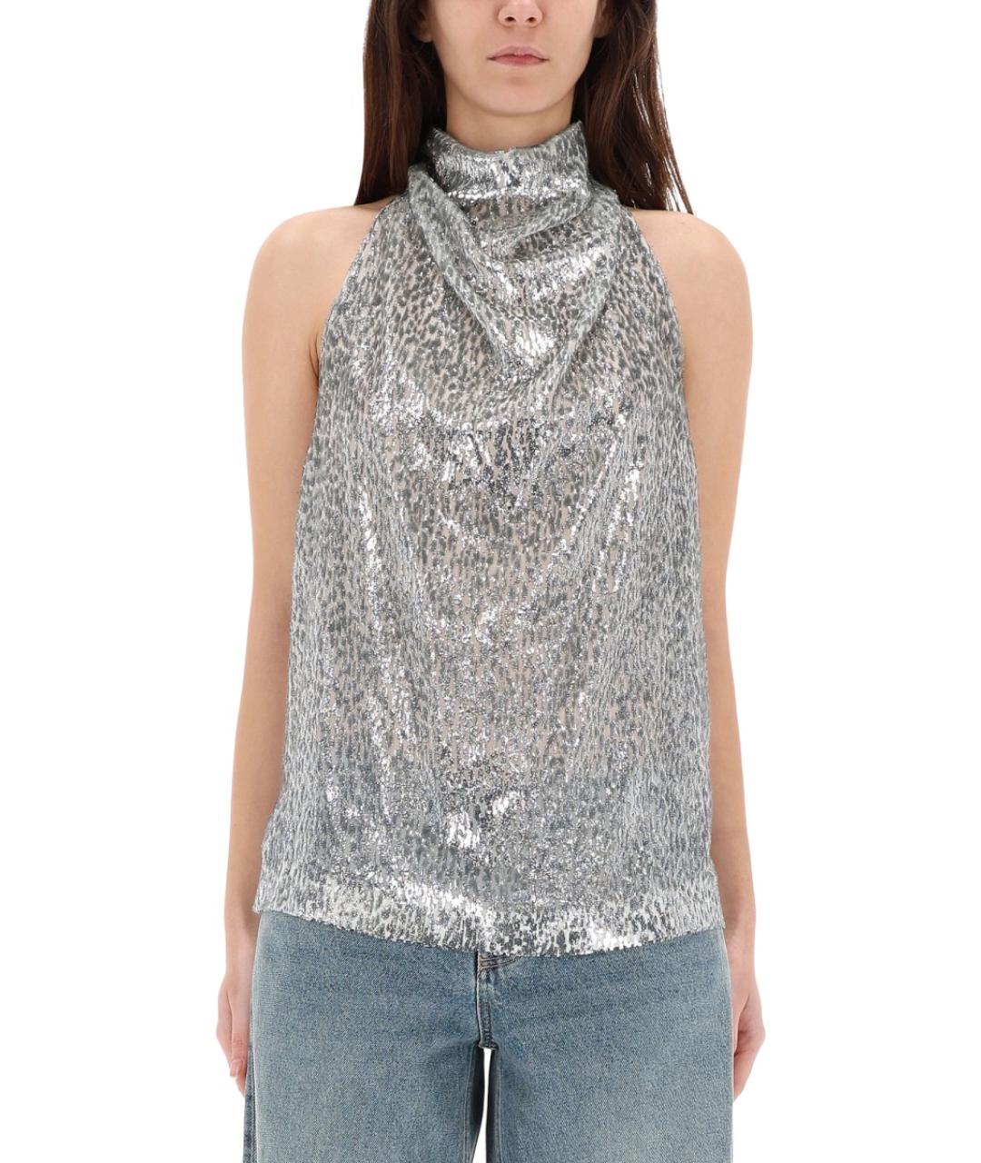 STELLA MCCARTNEY Серебряная полиэстеровая майка, фото 2