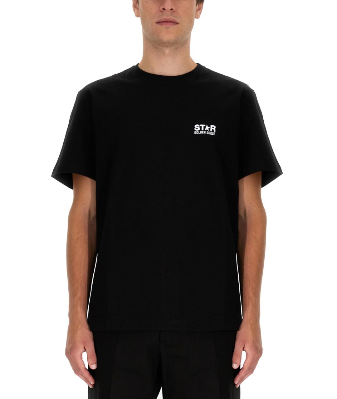 GOLDEN GOOSE DELUXE BRAND Черная хлопковая футболка, фото 2
