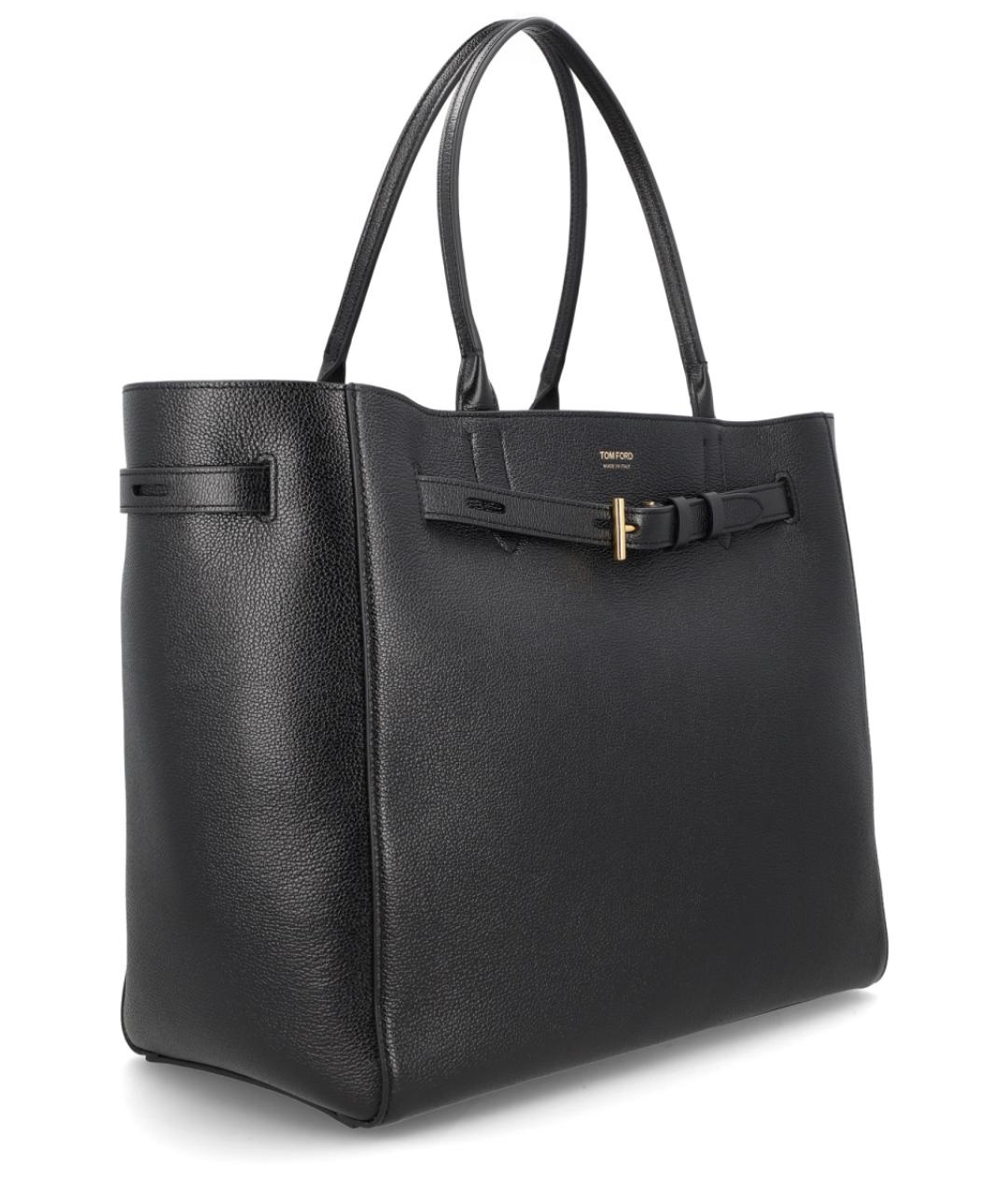 TOM FORD Черная кожаная сумка тоут, фото 3