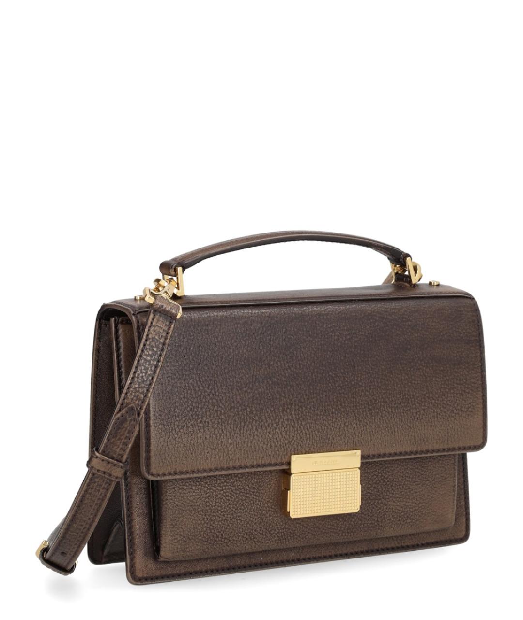 GOLDEN GOOSE DELUXE BRAND Коричневая кожаная сумка с короткими ручками, фото 2