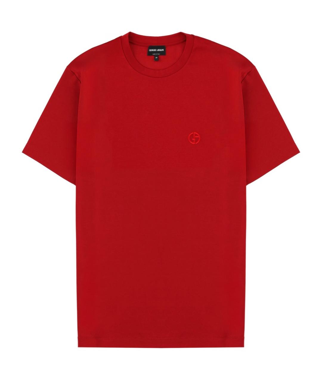 GIORGIO ARMANI Красная хлопковая футболка, фото 1