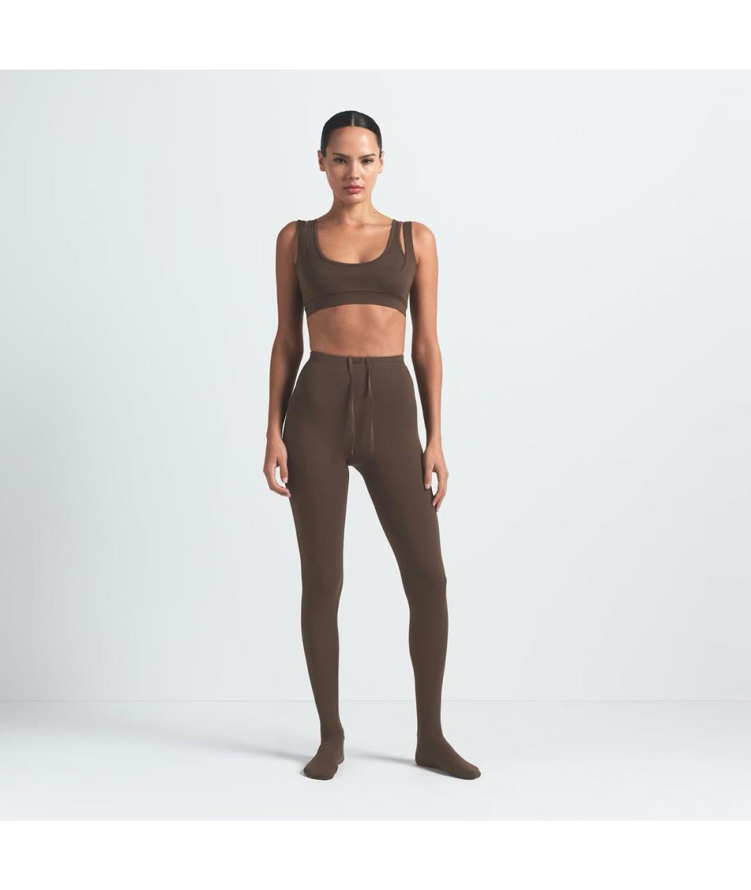 NIKE Коричневые полиамидовые леггинсы и велосипедки, фото 4