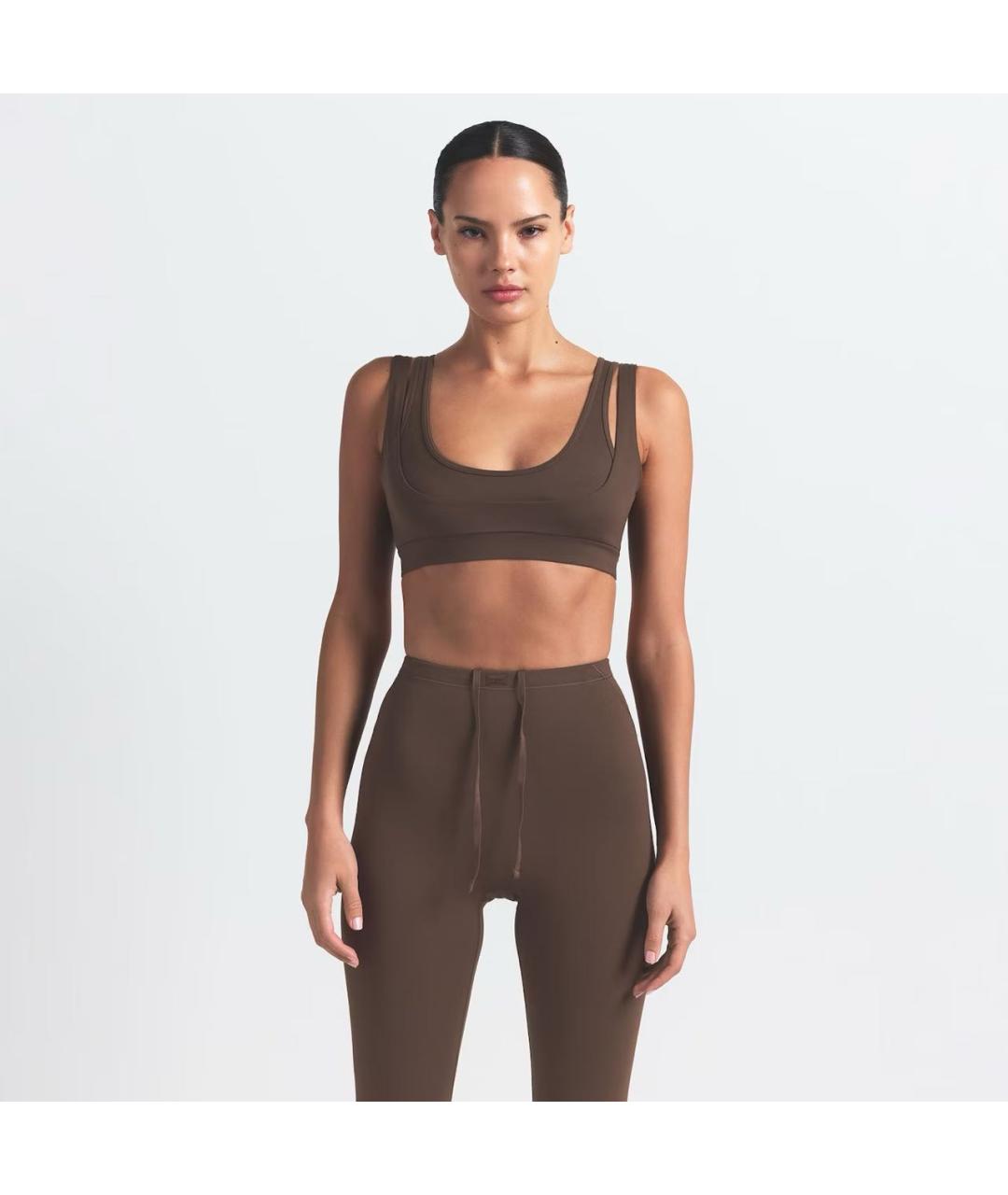 NIKE Коричневые полиамидовые леггинсы и велосипедки, фото 5