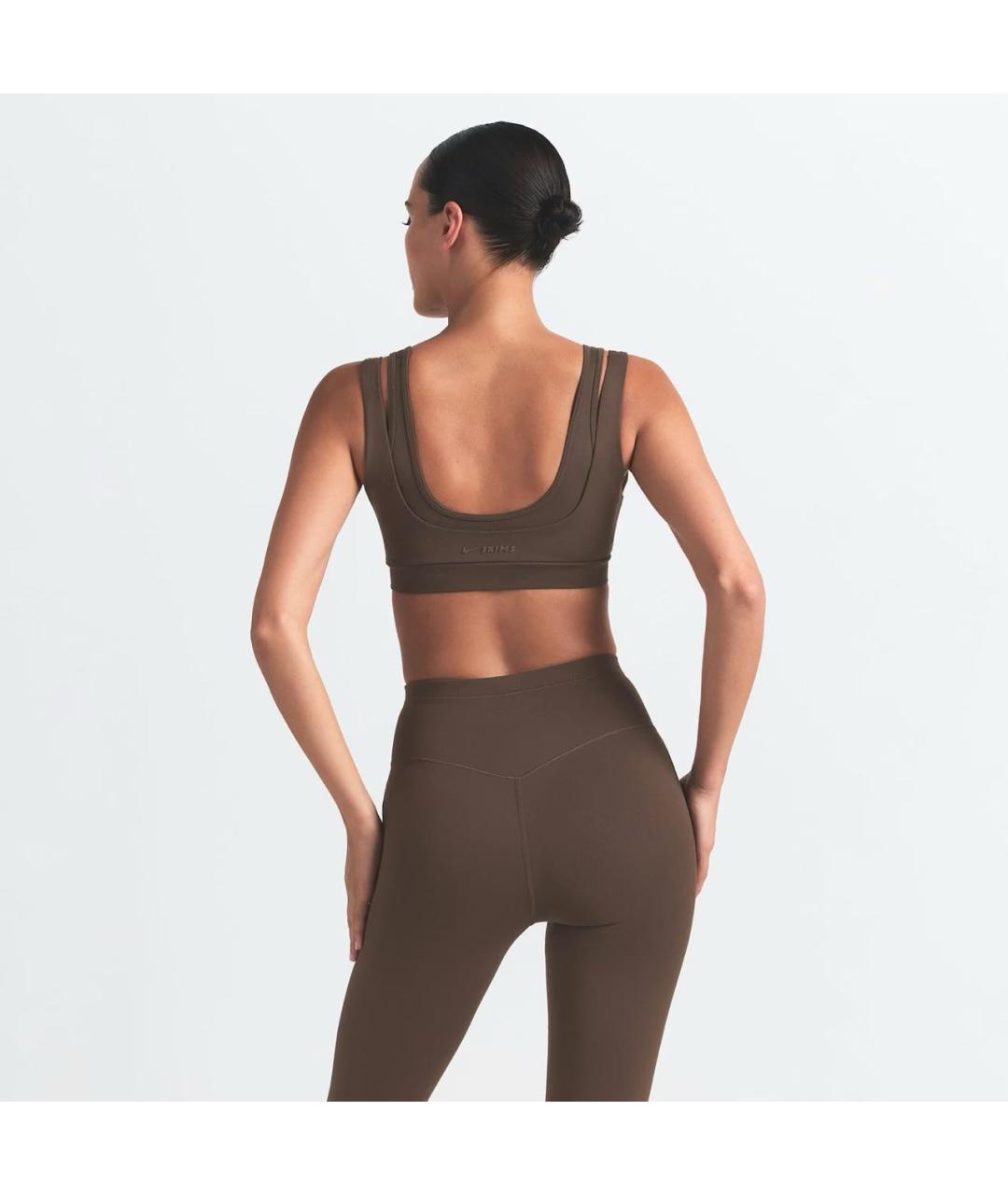 NIKE Коричневые полиамидовые леггинсы и велосипедки, фото 7