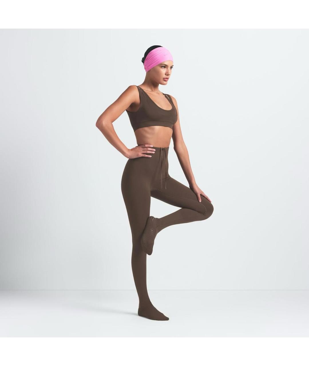 NIKE Коричневые полиамидовые леггинсы и велосипедки, фото 6