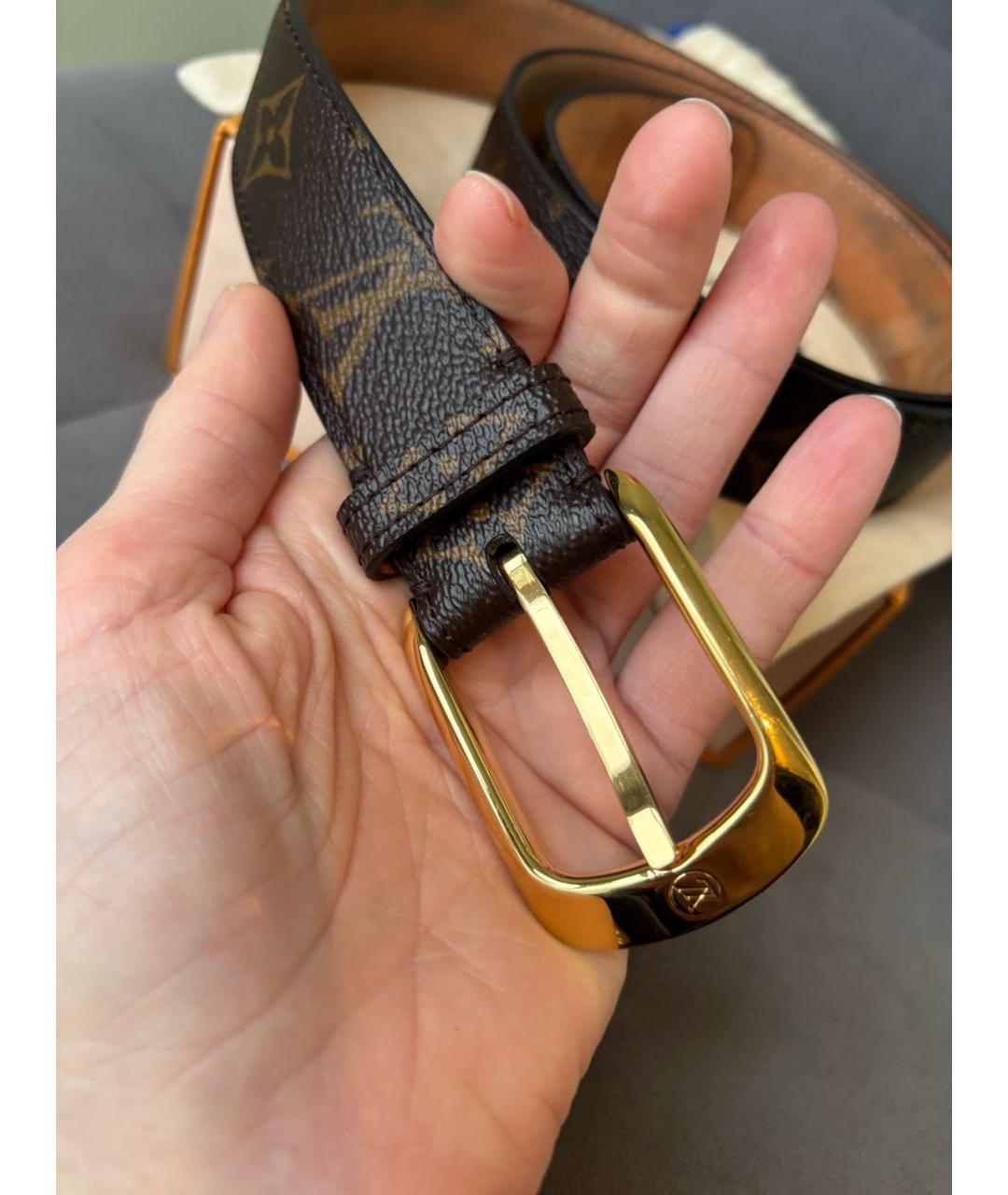 LOUIS VUITTON Коричневый ремень из искусственной кожи, фото 4