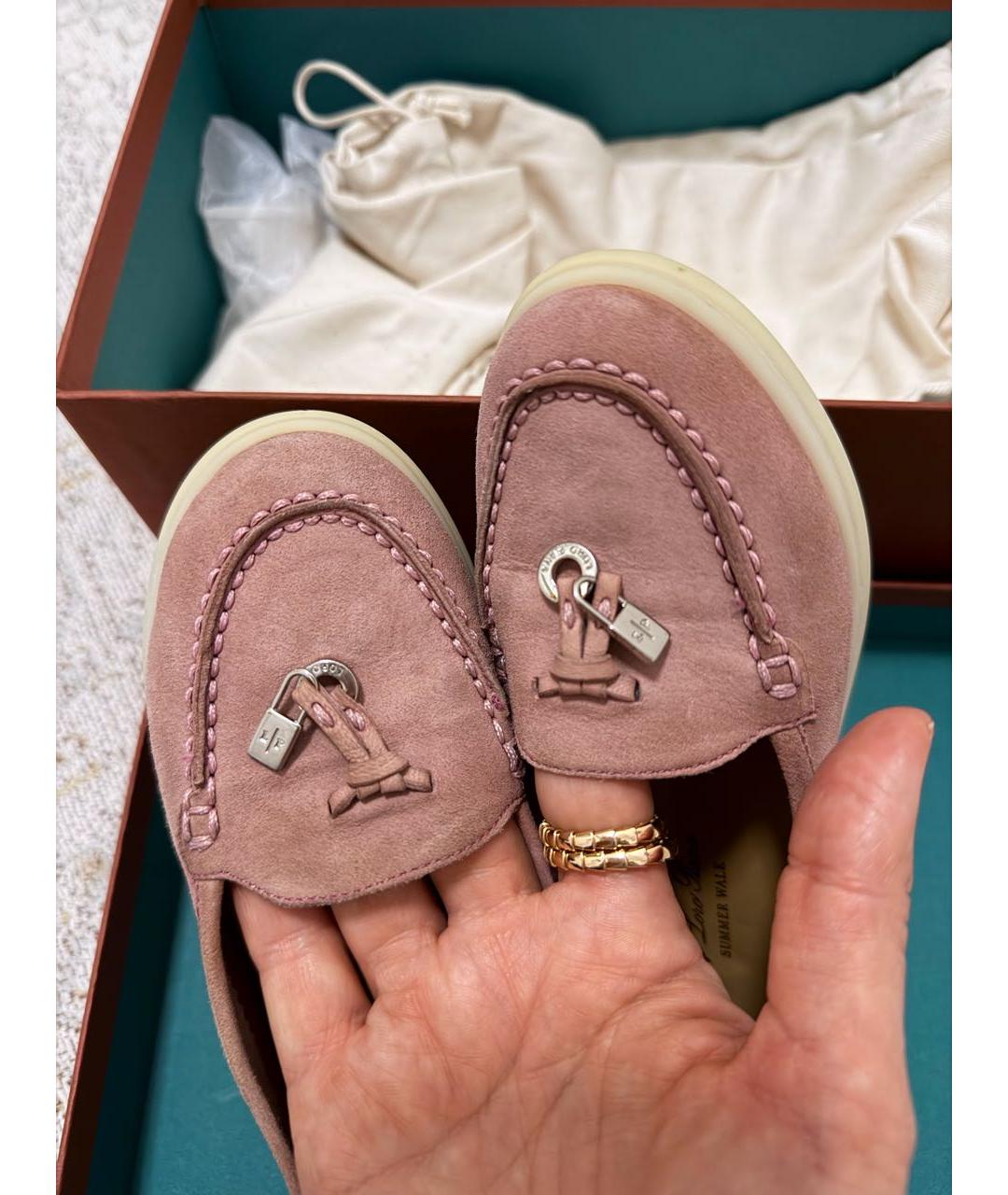 LORO PIANA Розовые замшевые лоферы и мокасины, фото 4
