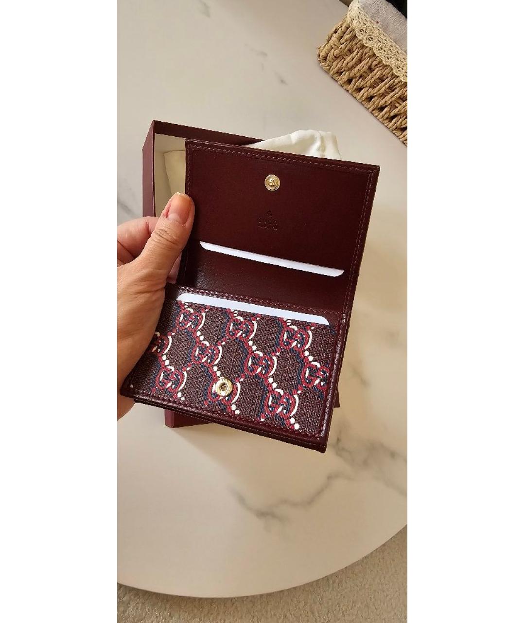 GUCCI Бордовый кожаный кошелек, фото 4