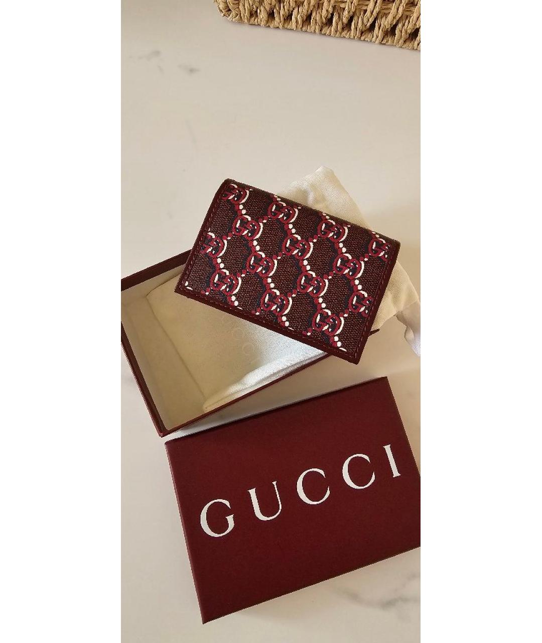 GUCCI Бордовый кожаный кошелек, фото 10