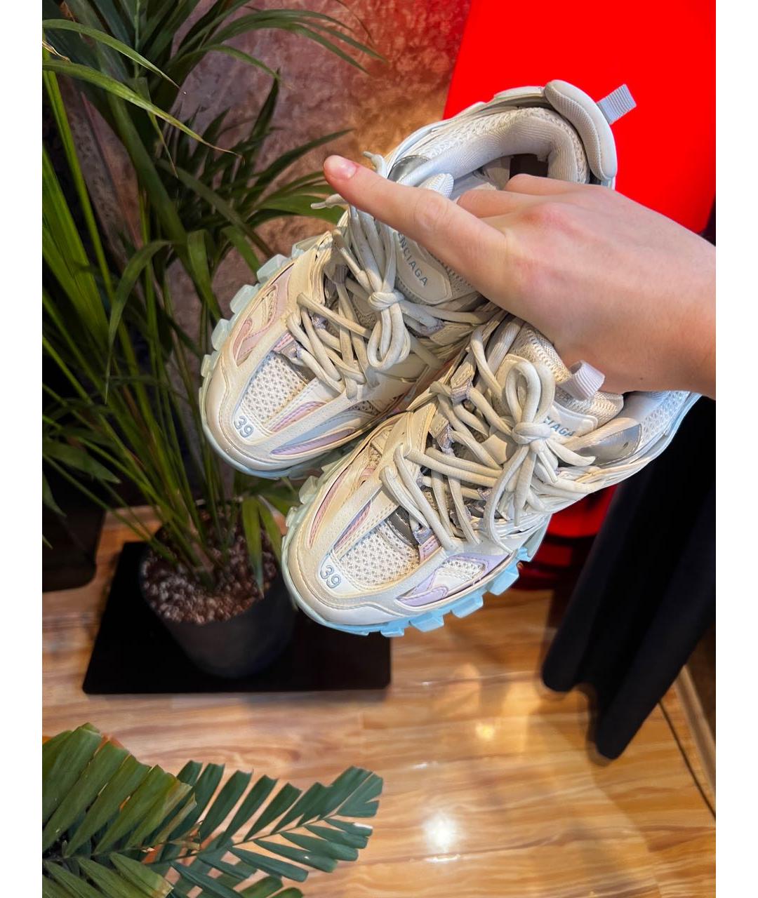 BALENCIAGA Бирюзовые кожаные кроссовки, фото 6