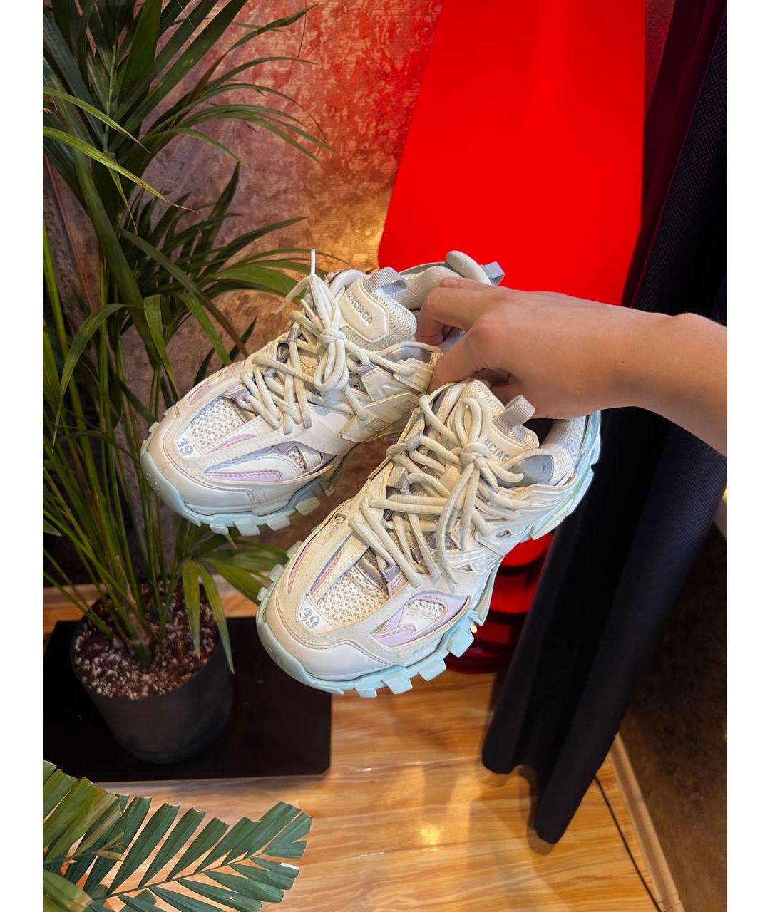 BALENCIAGA Бирюзовые кожаные кроссовки, фото 2