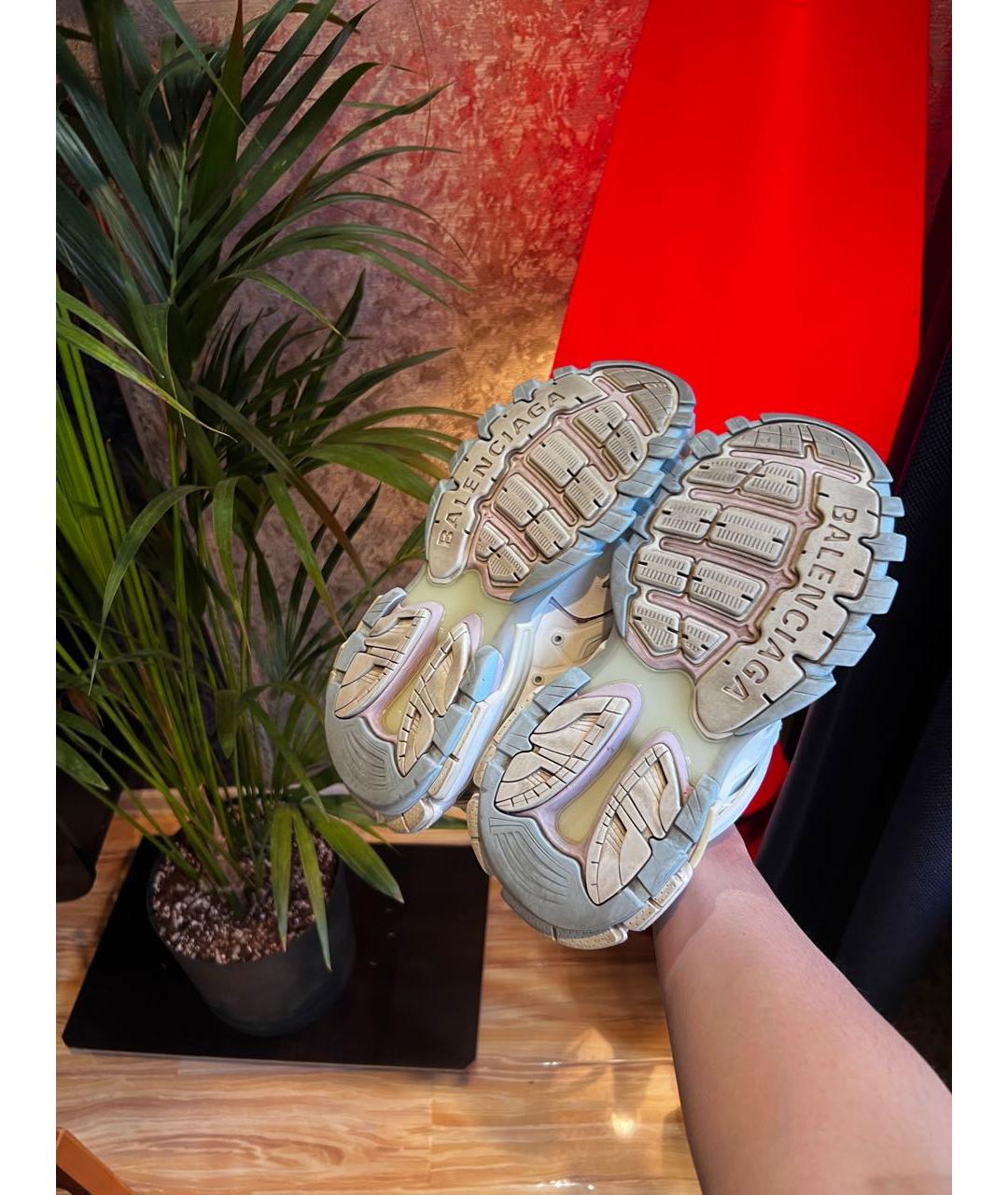 BALENCIAGA Бирюзовые кожаные кроссовки, фото 5