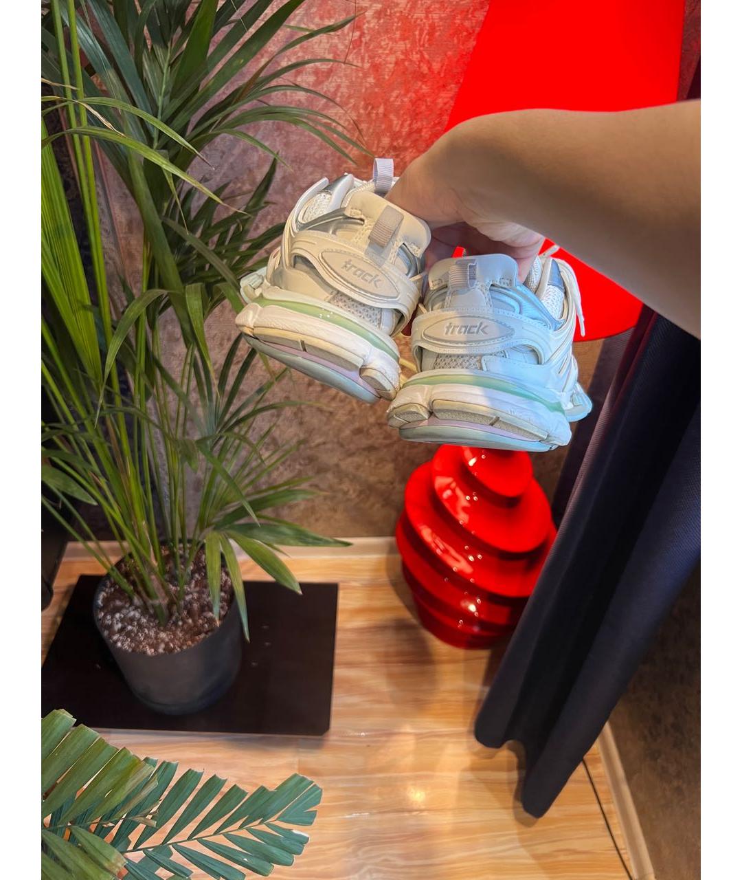 BALENCIAGA Бирюзовые кожаные кроссовки, фото 4