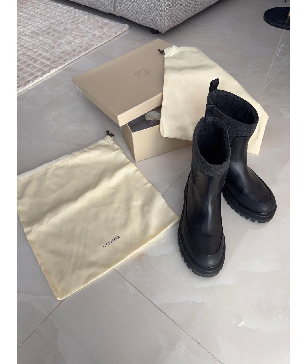 12 STOREEZ Черные кожаные полусапоги, фото 8