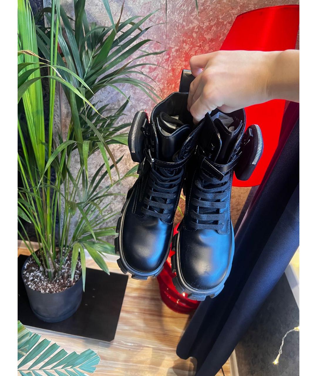 PRADA Черные кожаные высокие ботинки, фото 2