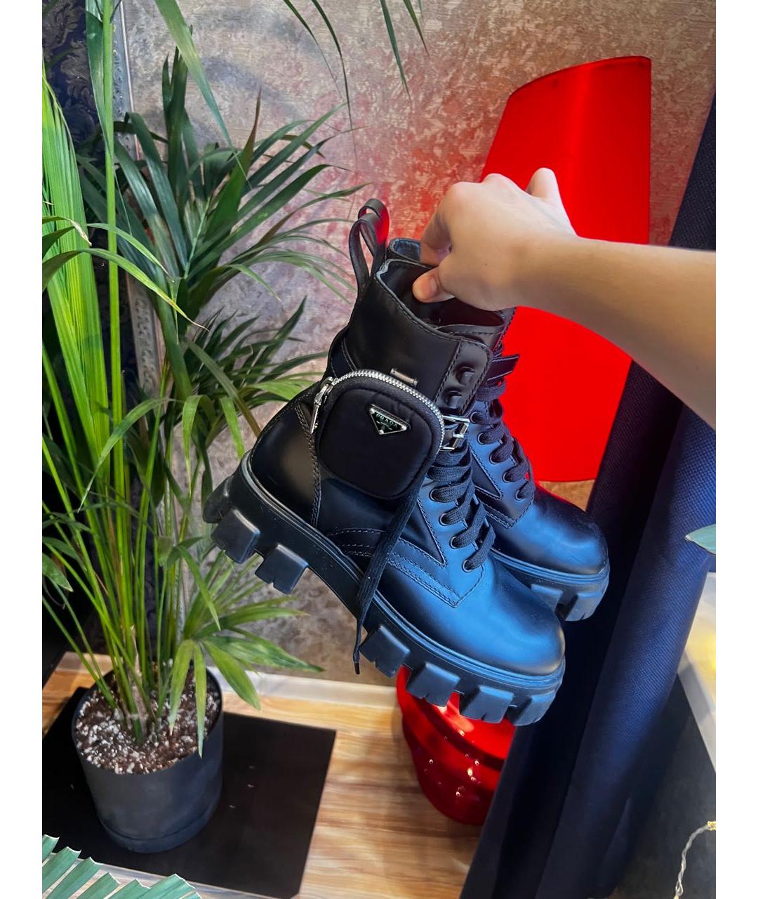 PRADA Черные кожаные высокие ботинки, фото 4