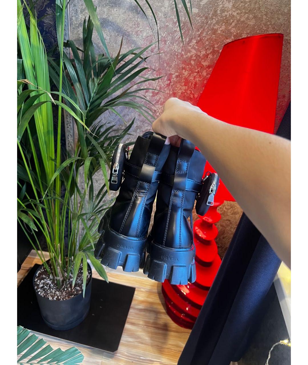 PRADA Черные кожаные высокие ботинки, фото 3
