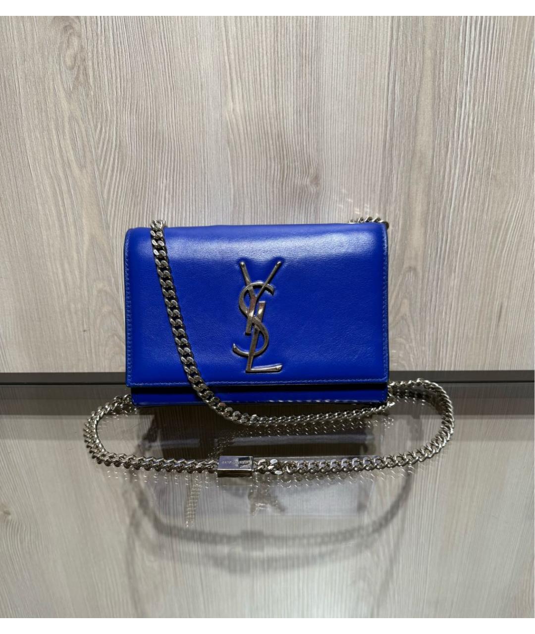 SAINT LAURENT Синяя кожаная сумка через плечо, фото 9