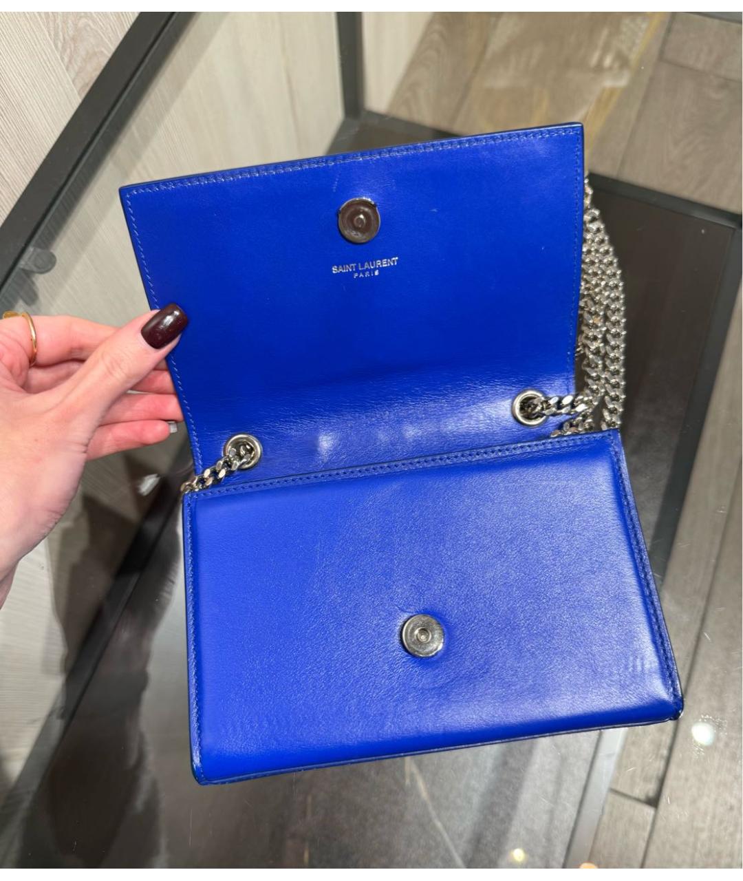 SAINT LAURENT Синяя кожаная сумка через плечо, фото 6