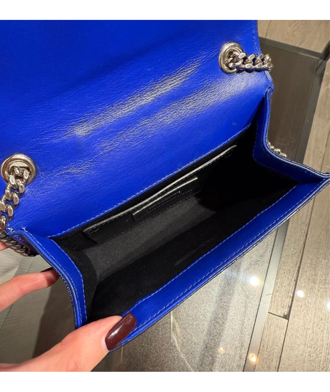 SAINT LAURENT Синяя кожаная сумка через плечо, фото 7