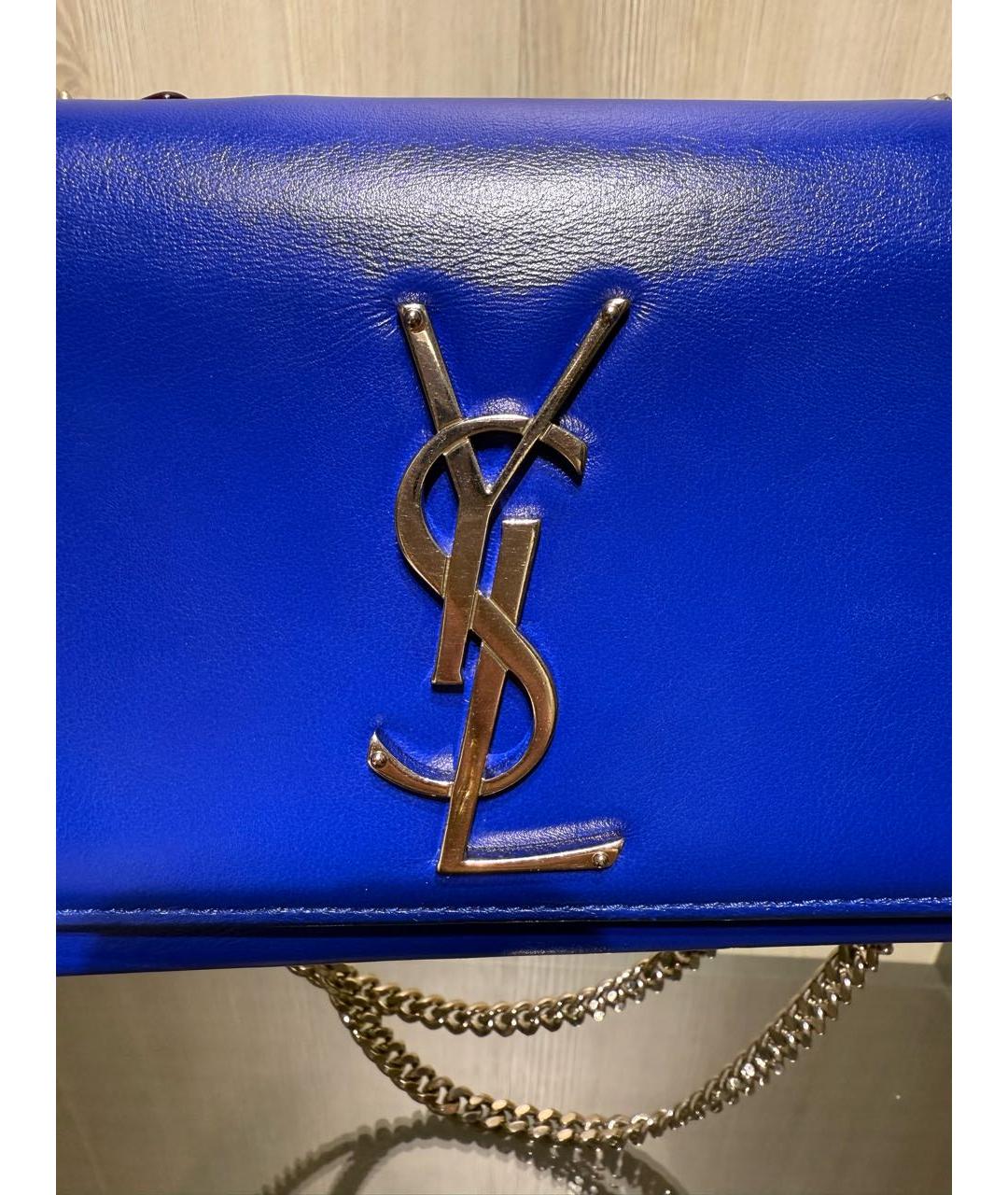 SAINT LAURENT Синяя кожаная сумка через плечо, фото 5