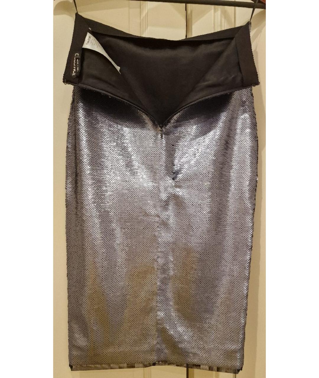 PRADA Серебряная юбка миди, фото 4