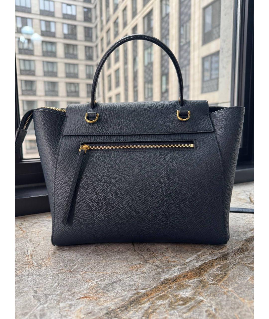 CELINE Темно-синяя кожаная сумка с короткими ручками, фото 3